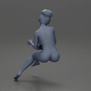 Naked Relaxed girl sipping coffee enjoying a peaceful moment on the beach - Only-Games