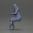 Naked Blonde woman sitting applies hand cream - Only-Games