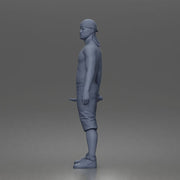 gangster stands holding knife wearing shorts sneakers headband - Only-Games