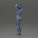 Naked Brunette woman stretching with elegant ballet pose - Only-Games