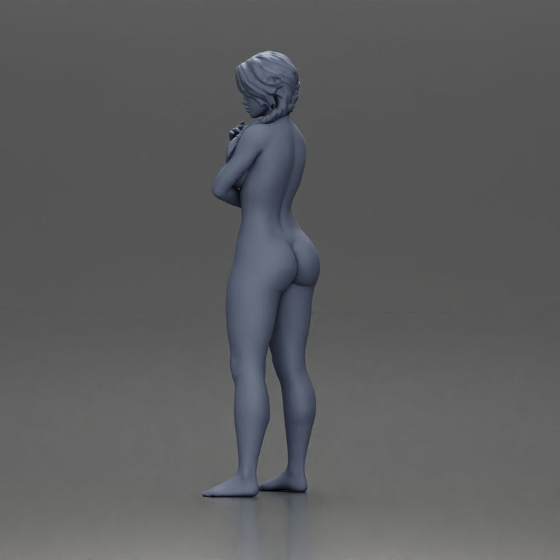 naked Woman Posing Thoughtfully with Hand on Her Chin - Only-Games