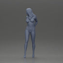 Naked Long black haired woman with one hand on her hip - Only-Games