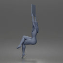 Naked Woman Holding Blank Sign Overhead Seated Pose