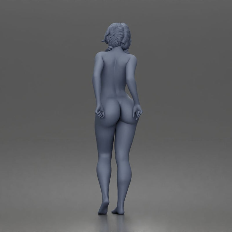 naked woman standing barefoot in relaxed casual summer pose - Only-Games