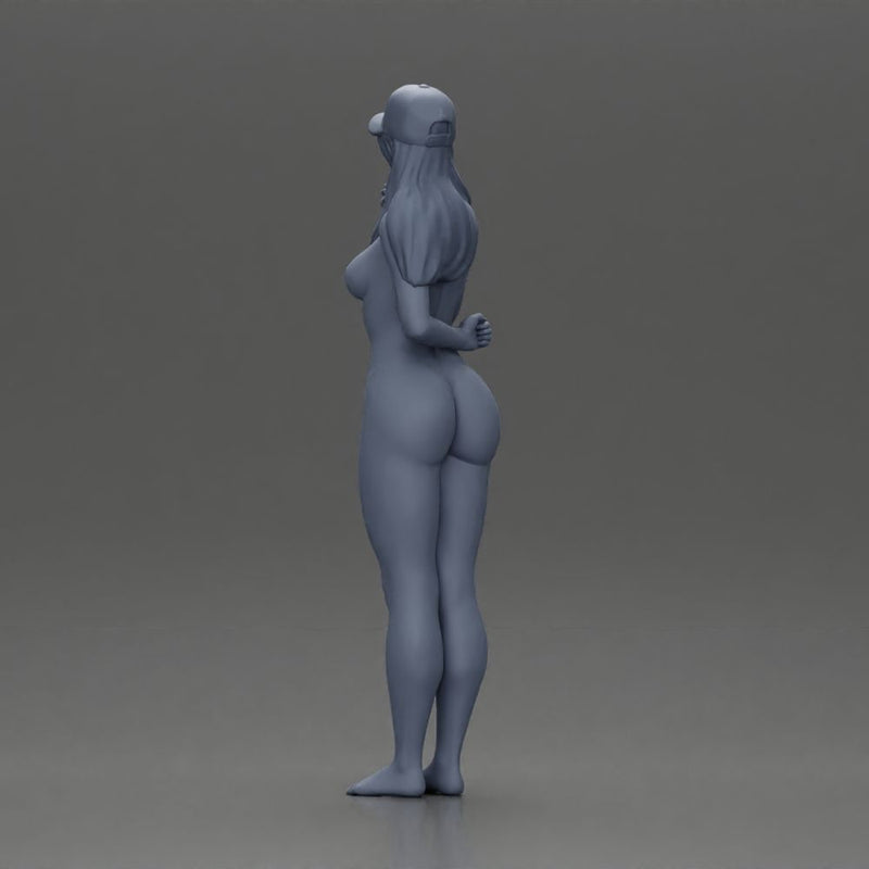 naked girl holding a phone on the beach and wearing a cap - Only-Games