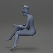 Naked Relaxed girl sipping coffee enjoying a peaceful moment on the beach - Only-Games