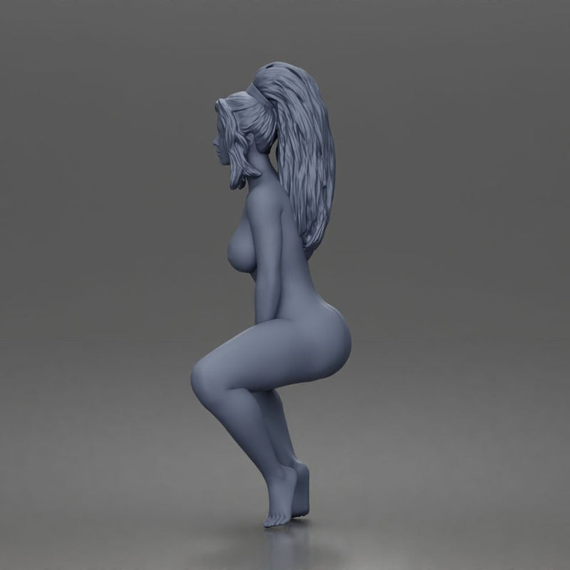 naked woman sitting with long hair - Only-Games