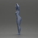 Naked Brunette woman stretching with elegant ballet pose - Only-Games