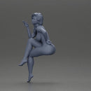 Naked woman sitting posing with a cigarette confidently - Only-Games