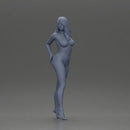 Naked Long black haired woman with one hand on her hip - Only-Games