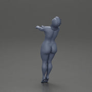Naked girl leaning back holding hands enjoying a playful dance moment - Only-Games