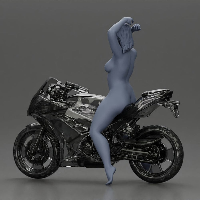 Naked Woman Posing on a Sleek Motorcycle - Only-Games