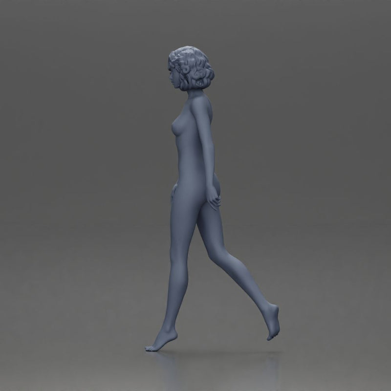 Naked Woman with curly hair walking - Only-Games