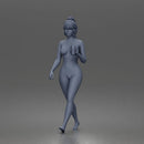 Naked Girl Walking Confidently with Drink