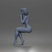 Naked Sitting Woman Clasping Hands - Only-Games