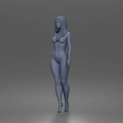 Standing Woman In One Piece Swimsuit Off Shoulder - Only-Games