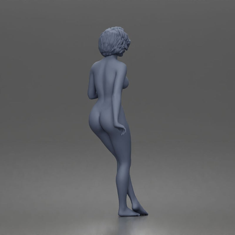 Naked girl leaning on car enjoying a calm - Only-Games
