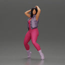 Bold Woman in Pink Jumpsuit Posing on a Sleek Motorcycle - Only-Games