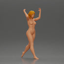 naked woman in carrying a red surfboard on her shoulders - Only-Games