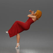 Man Dips Woman While Kissing Suit Long Dress Strappy Heels - Only-Games