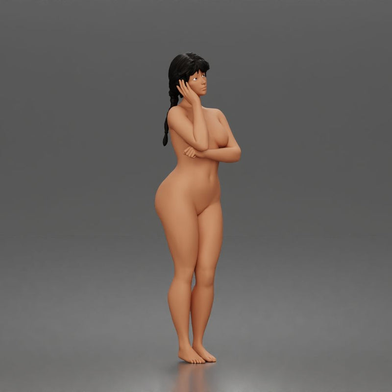 naked woman stands hand on cheek - Only-Games