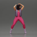 Bold Woman in Pink Jumpsuit Posing on a Sleek Motorcycle - Only-Games