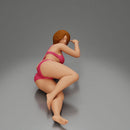 Woman in pink lingerie lying sideways resting arm with soft gaze - Only-Games