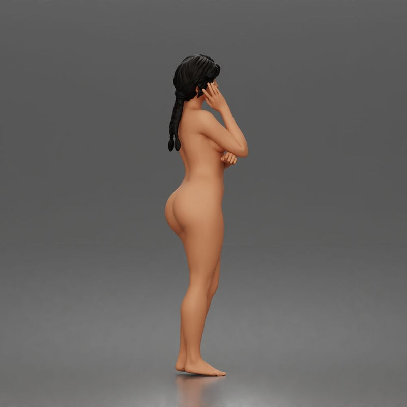 naked woman stands hand on cheek - Only-Games