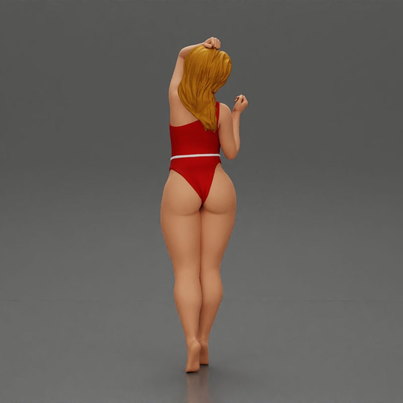woman in a red swimsuit posing confidently - Only-Games