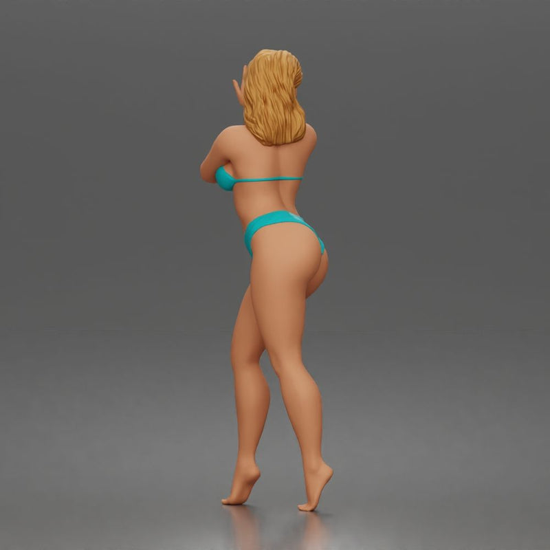 Surfer poses beside surfboard in bikini ready for waves 3 - Only-Games
