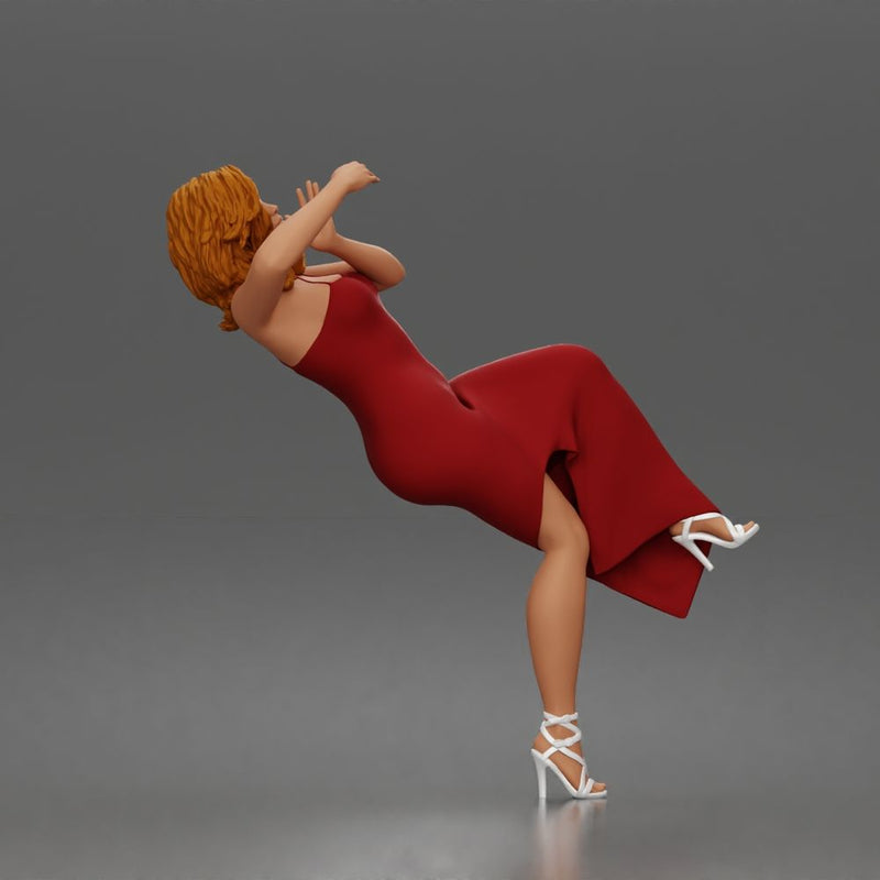 Leaning Back Receiving Kiss Long Dress Strappy Heels Hair Down - Only-Games