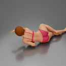 Woman in pink lingerie lying sideways resting arm with soft gaze - Only-Games