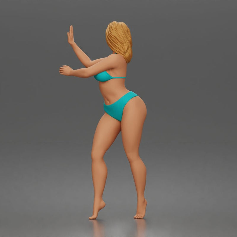 Surfer poses beside surfboard in bikini ready for waves 3 - Only-Games