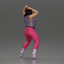 Bold Woman in Pink Jumpsuit Posing on a Sleek Motorcycle - Only-Games