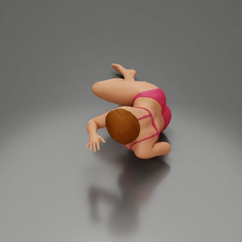 Woman in pink lingerie lying sideways resting arm with soft gaze - Only-Games