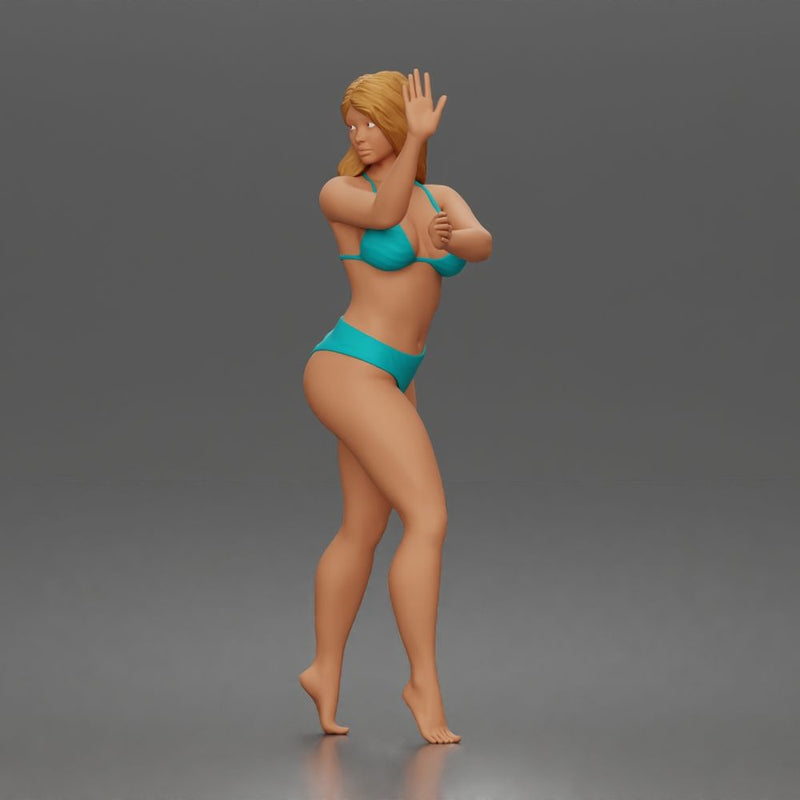 Surfer poses beside surfboard in bikini ready for waves 3 - Only-Games