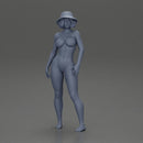 Stylish woman modeling modern asymmetric bikini and hat - Only-Games