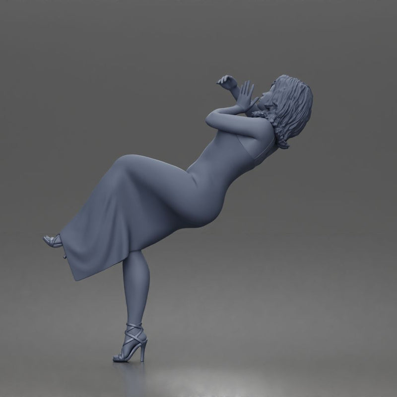 Leaning Back Receiving Kiss Long Dress Strappy Heels Hair Down - Only-Games