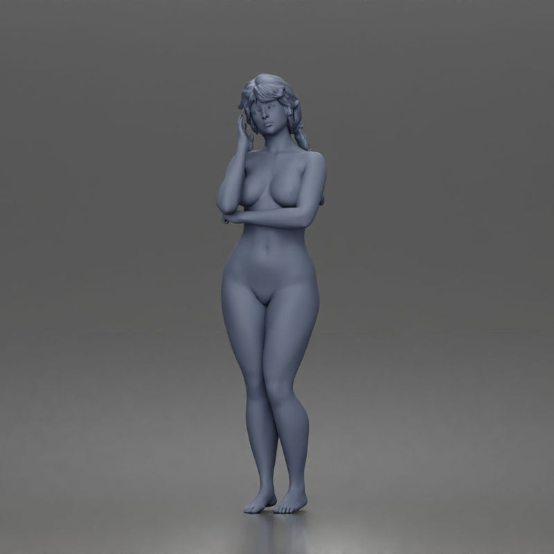 naked woman stands hand on cheek - Only-Games