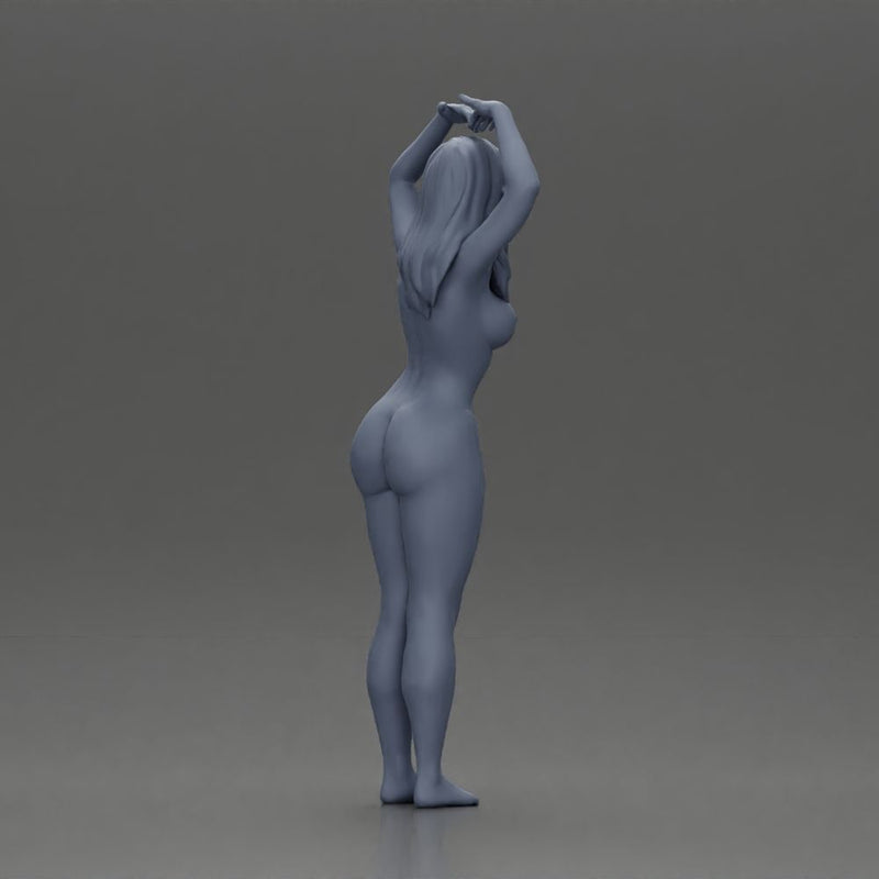 naked woman striking a heart-shaped pose with joyful energy - Only-Games