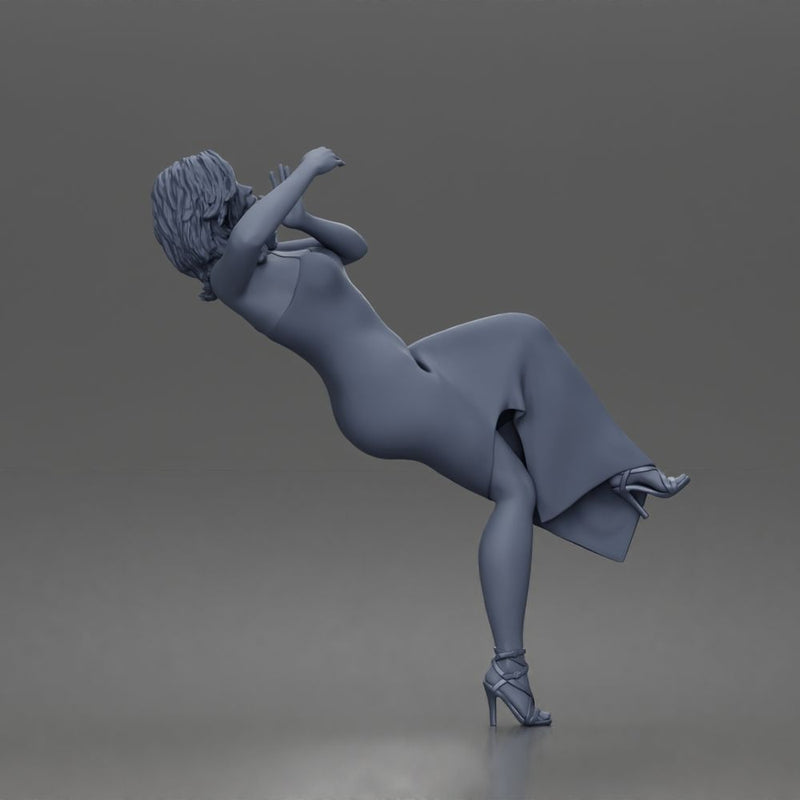 Leaning Back Receiving Kiss Long Dress Strappy Heels Hair Down - Only-Games