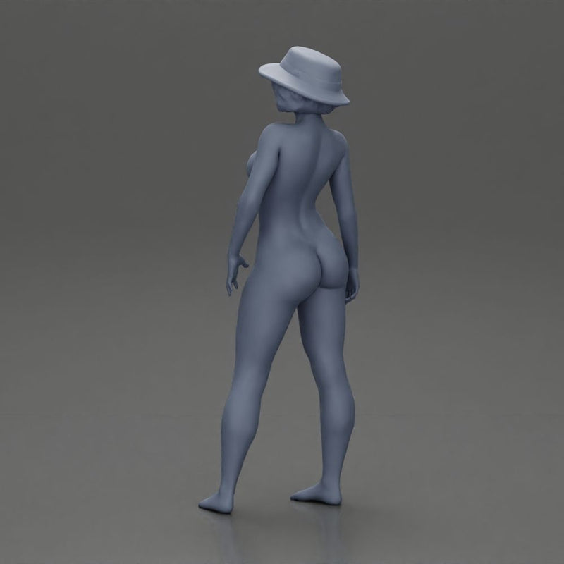Stylish woman modeling modern asymmetric bikini and hat - Only-Games