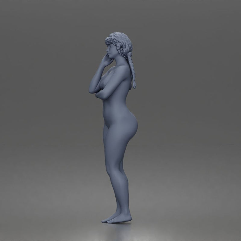 naked woman stands hand on cheek - Only-Games