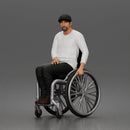 Calm old Man Sitting Confidently in Wheelchair Wearing Simple Casual Outfit