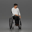 Calm old Man Sitting Confidently in Wheelchair Wearing Simple Casual Outfit