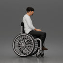 Calm old Man Sitting Confidently in Wheelchair Wearing Simple Casual Outfit