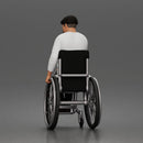Calm old Man Sitting Confidently in Wheelchair Wearing Simple Casual Outfit