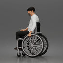 Calm old Man Sitting Confidently in Wheelchair Wearing Simple Casual Outfit