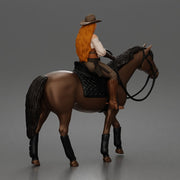 Cowgirl with hat riding calmly on horse enjoying a peaceful countryside journey - Only-Games