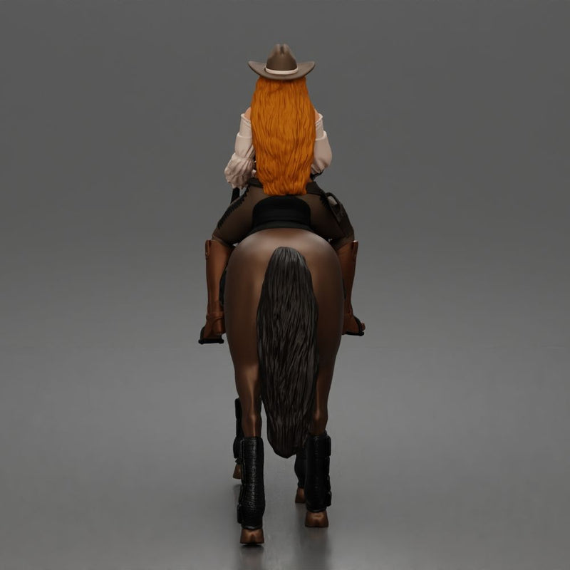 Cowgirl with hat riding calmly on horse enjoying a peaceful countryside journey - Only-Games
